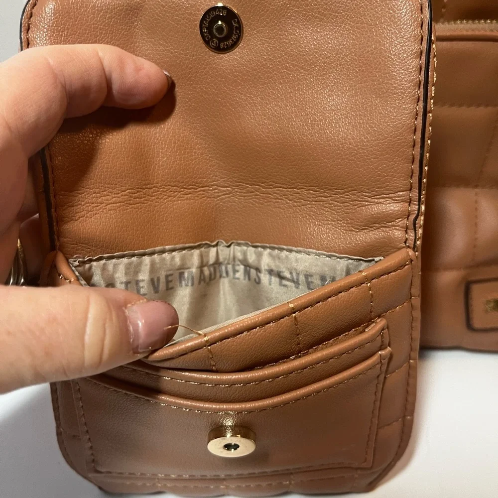 Steve Madden quilted faux leather backpack and wallet